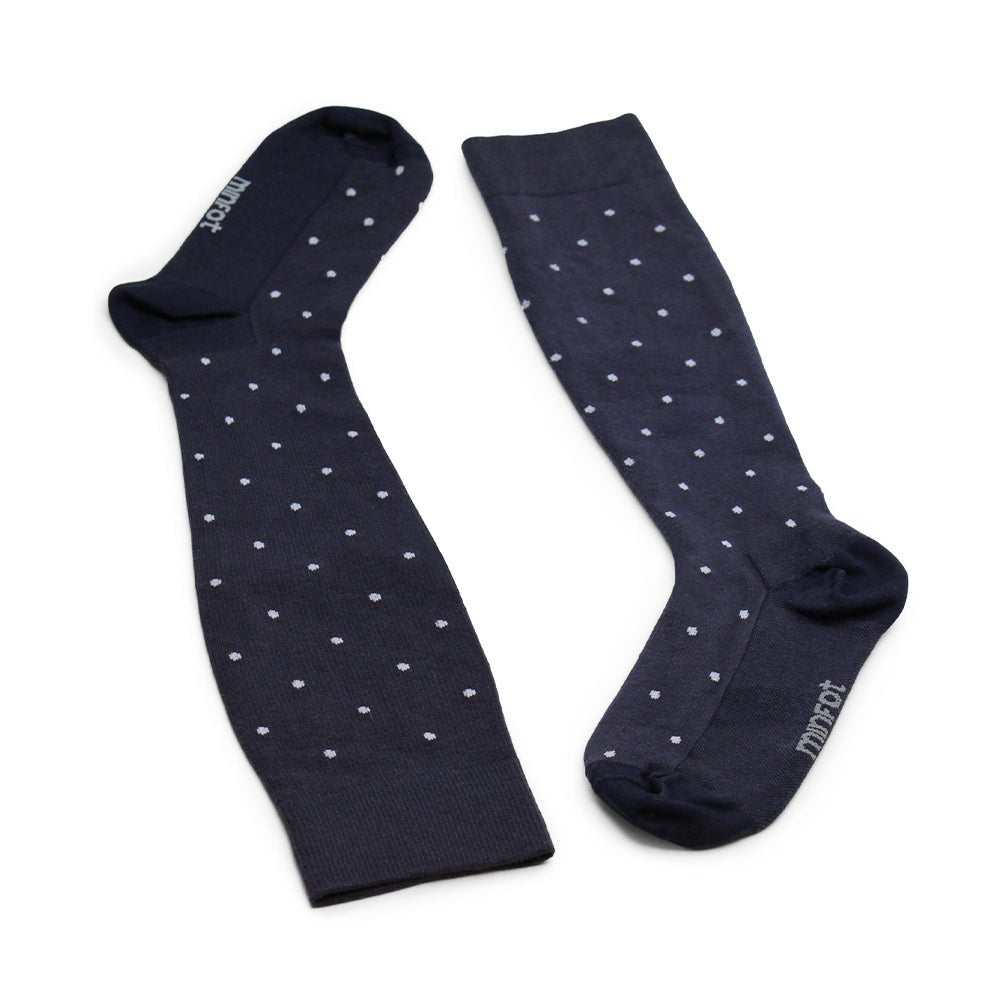 Minfot Støttestrømper Bambus Prikket Navy 1-pak