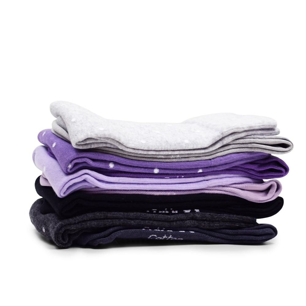 Produktbild 7 - Minfot Støttestrømper bomuld Eco Prikketa Viola 5-pak