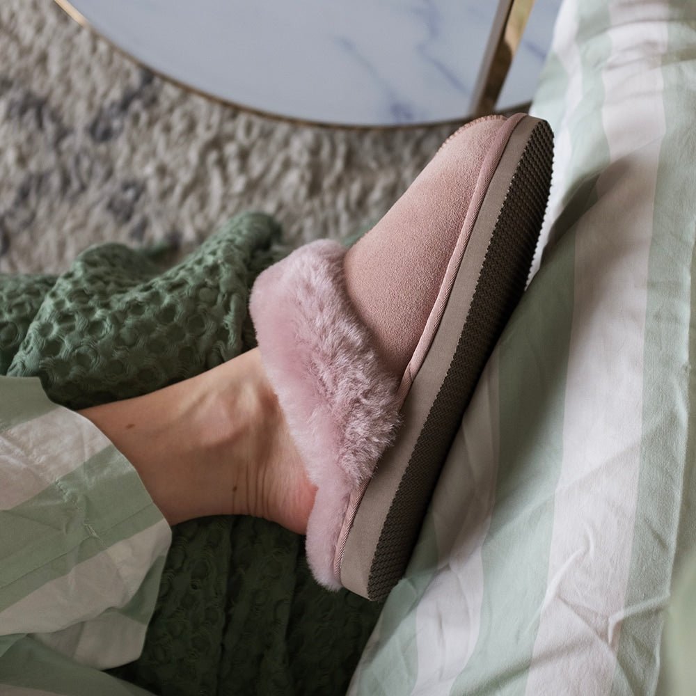 Minfot Hjemmesko Fåreskind Slip-on Duved med sål Rosa