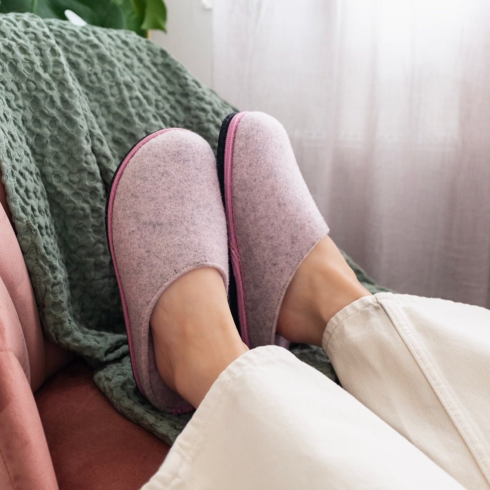 Minfot Hjemmesko Uld Slip-on Viken Uld Rosa