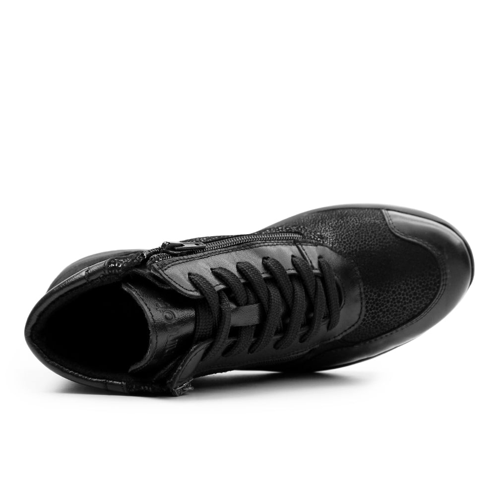 Minfot Way Høy Sneaker Bred Stretch Sort
