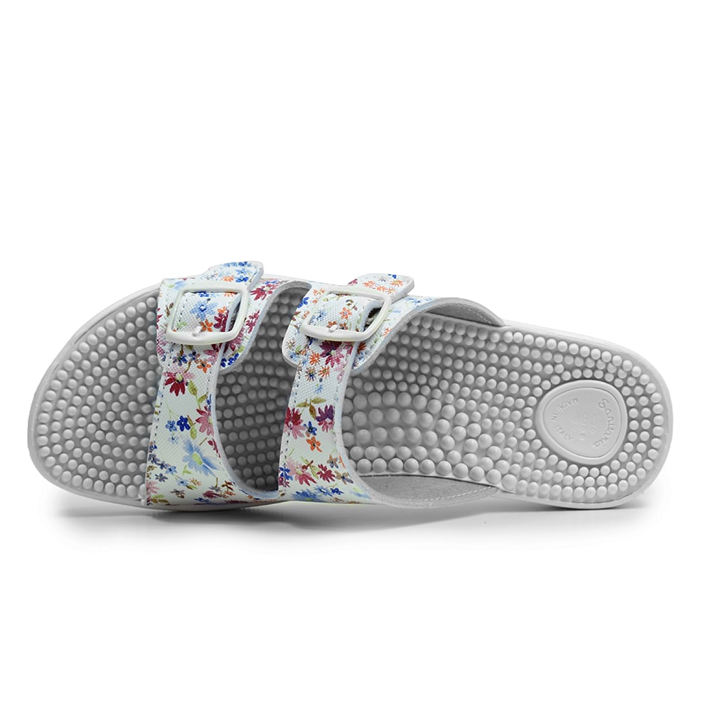 Minfot Massage Sandaler Blomster Hvid