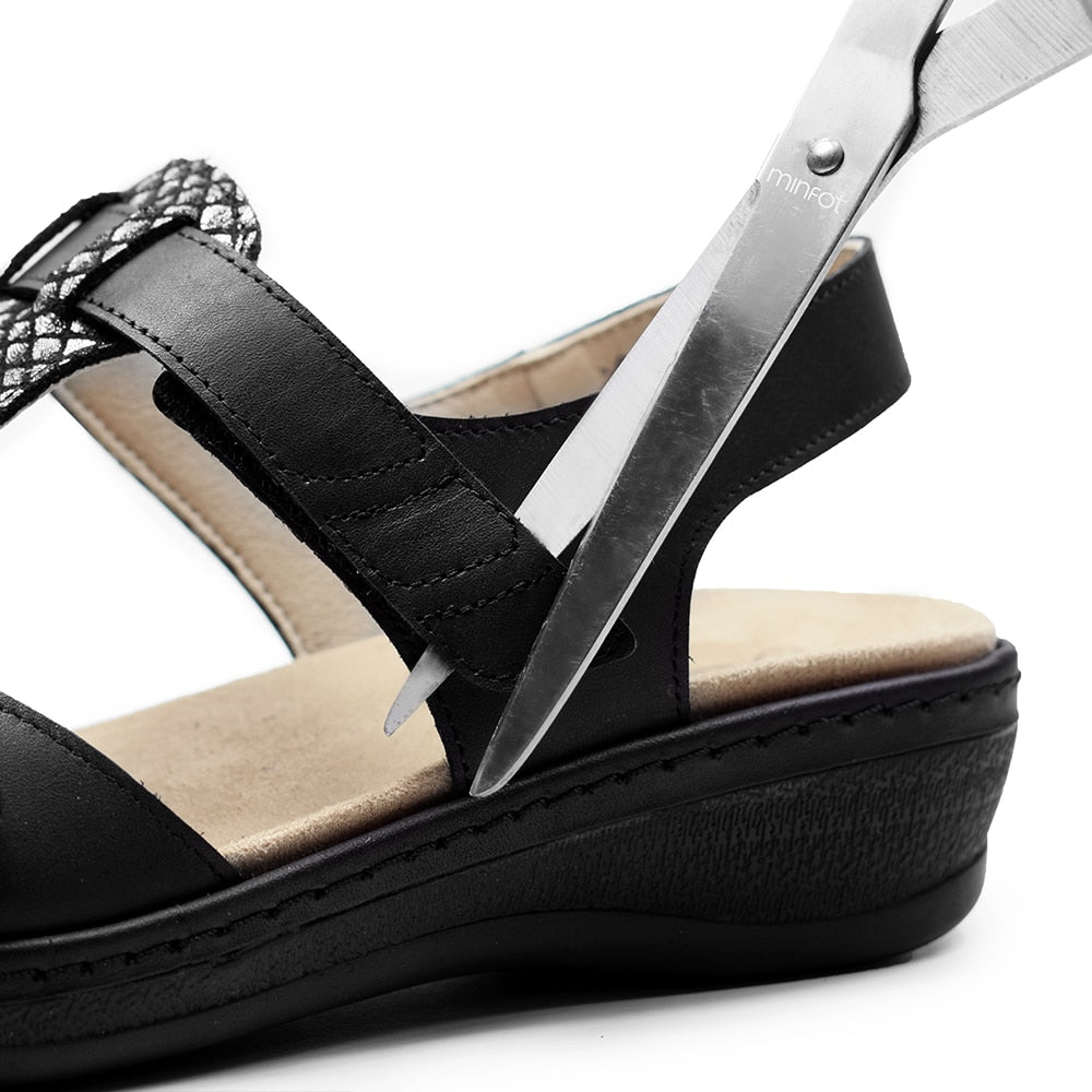 Suave Ekstra Bred Sandal Læder Marilyn Sort