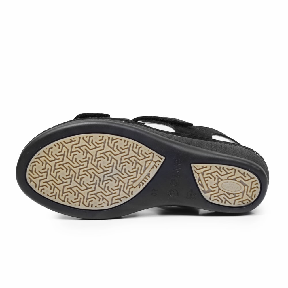 Suave Extra Bred Sandal Svart Ruskind Marilyn