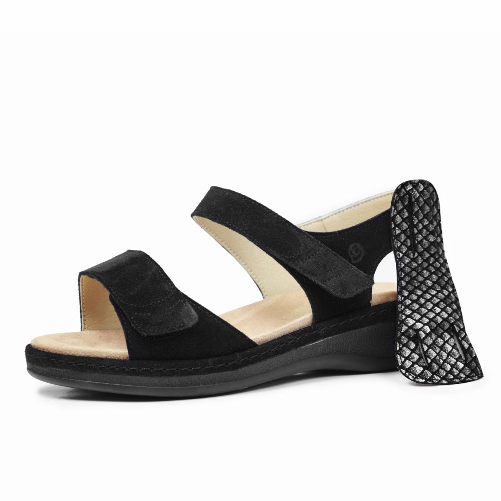 Suave Extra Bred Sandal Svart Ruskind Marilyn