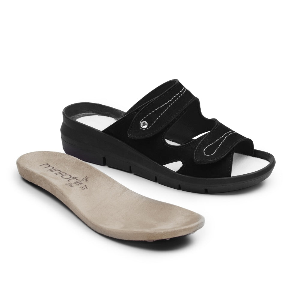 Minfot Sandal Komfort Maira Nubuck Sort