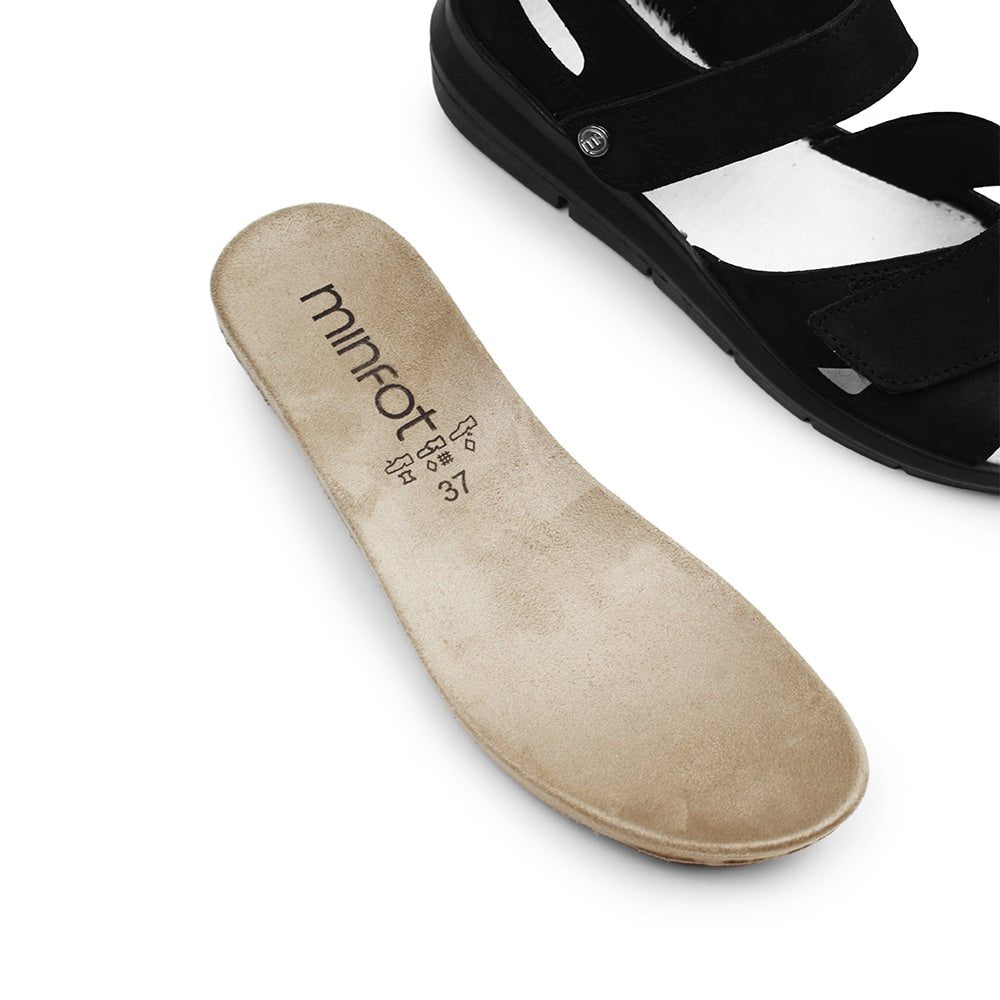 Minfot Sandal Komfort Mia med hælkap Nubuck Sort