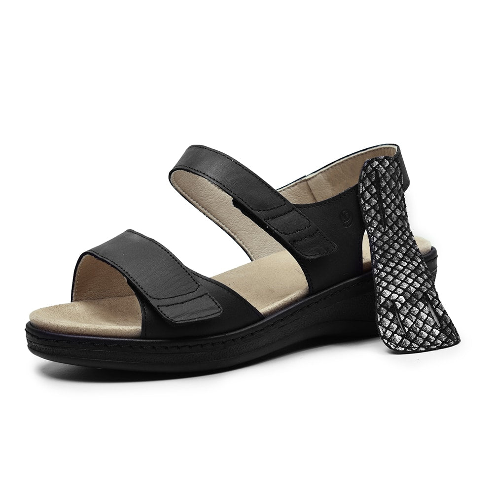 Suave Ekstra Bred Sandal Læder Marilyn Sort