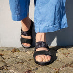 Minfot Granit Sandaler Dame Stretch Sort