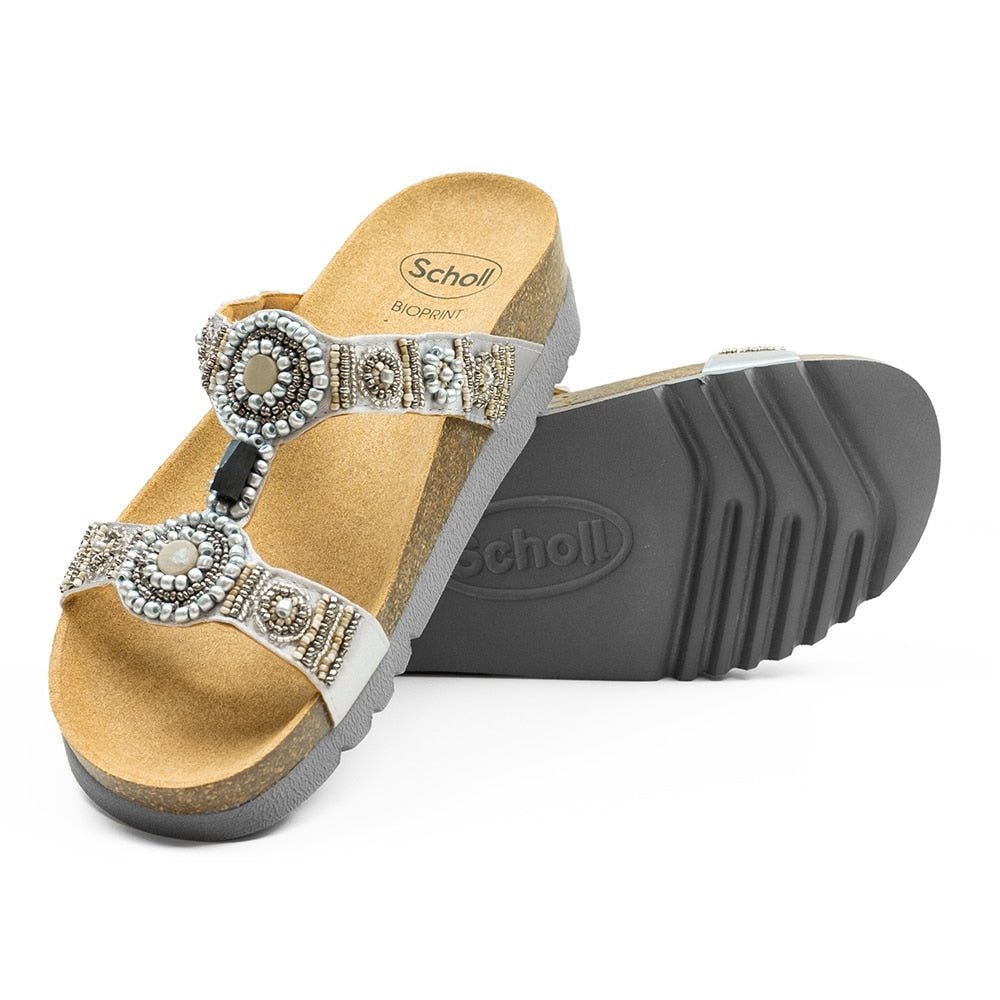 Scholl Sandaler Dame Bioprint Bogota Sølv