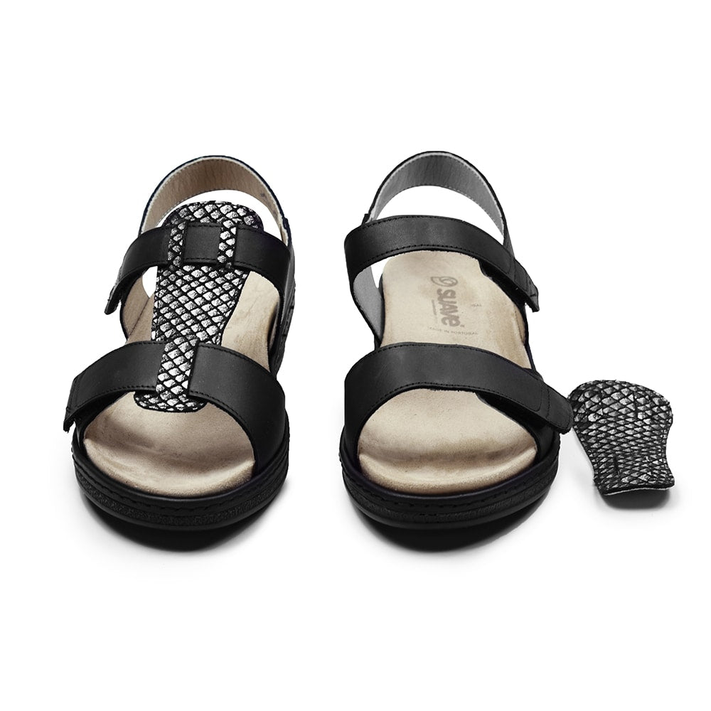 Suave Ekstra Bred Sandal Læder Marilyn Sort