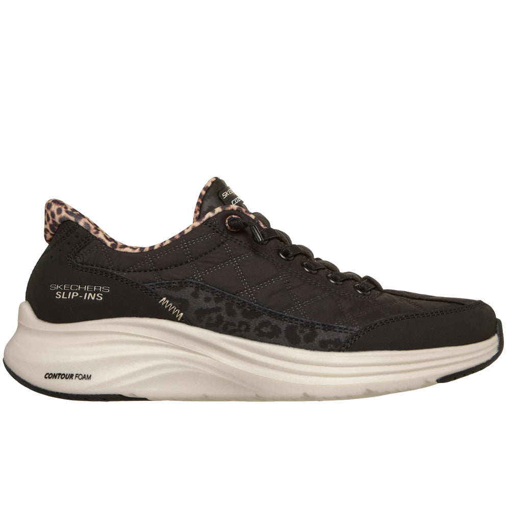 Skechers Cozy Fit Sneakers Dame Slip-Ins Sort Leopard