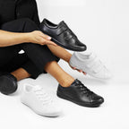 Minfot Aveny Skinn Sneaker Dame Velcroband Sort