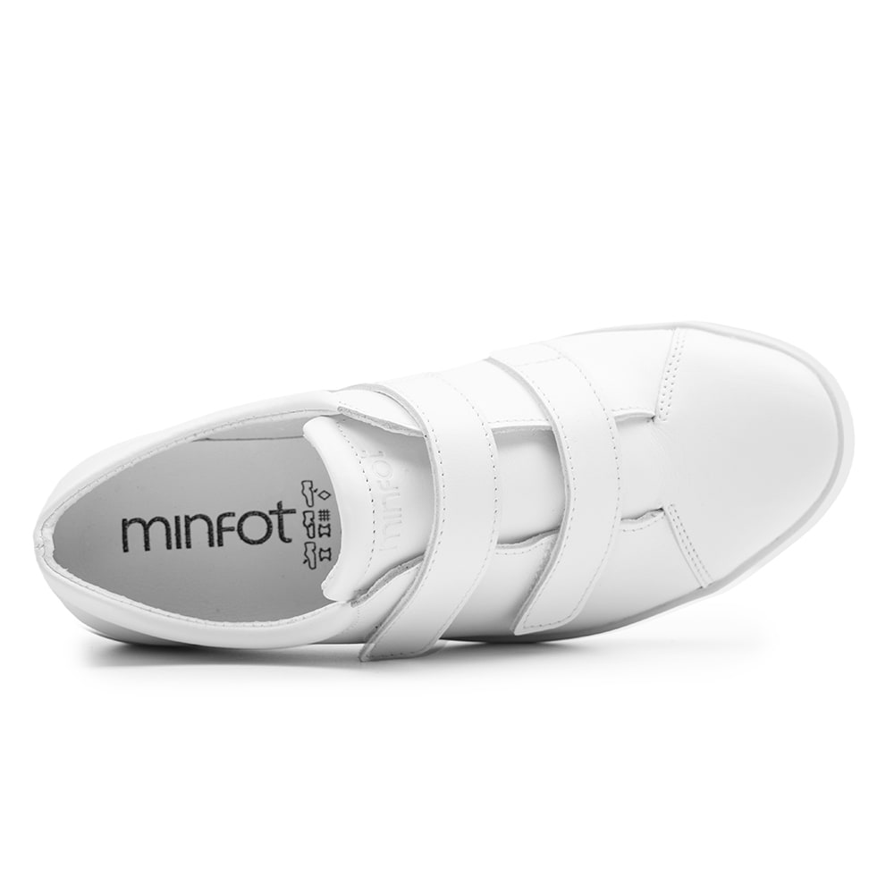 Minfot Aveny Skinn Sneaker med Velcro Hvid