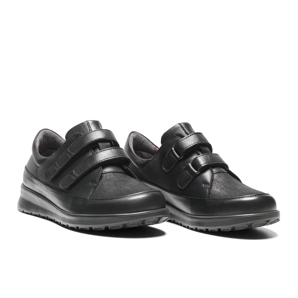 New Feet Mathilde Extra Brede Sko Stretch Velcro Sort