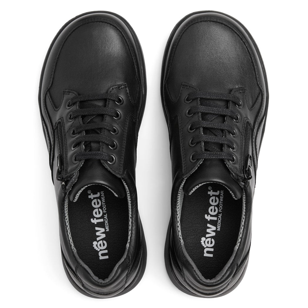 Produktbild 3 - New Feet Helle Extra Breda Skor Dam Dragkedja Stretch Svart
