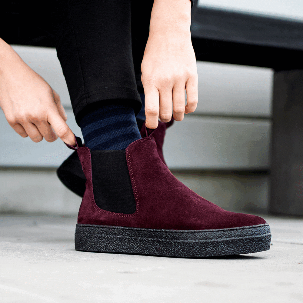 Minfot Chelsea Boots Visby Ruskind Bordeaux