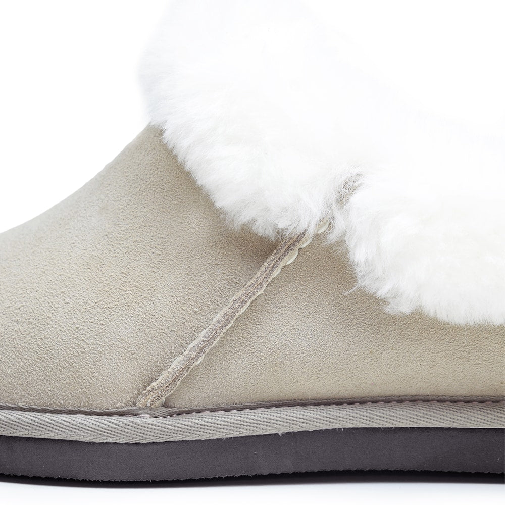 Minfot Hjemmesko Fåreskind Bergen med Sål Taupe