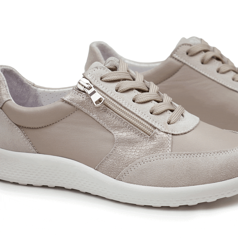 Produktbild 10 - Minfot Way Sneaker Bred Stretch Zip Beige