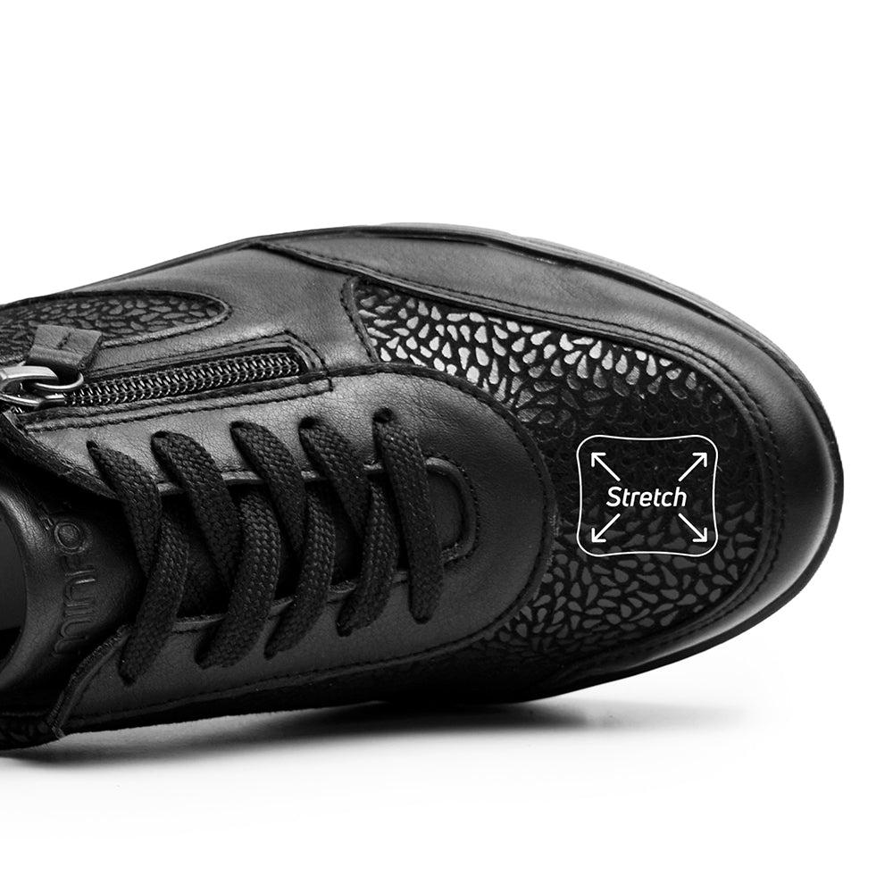 Produktbild 4 - Minfot Elin Stretch Brede Sko Lynlås Skinn Sort