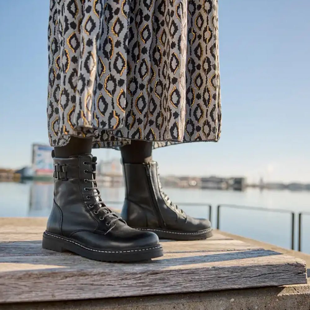 New Feet Annie Boots Snøring Lynlås Sort