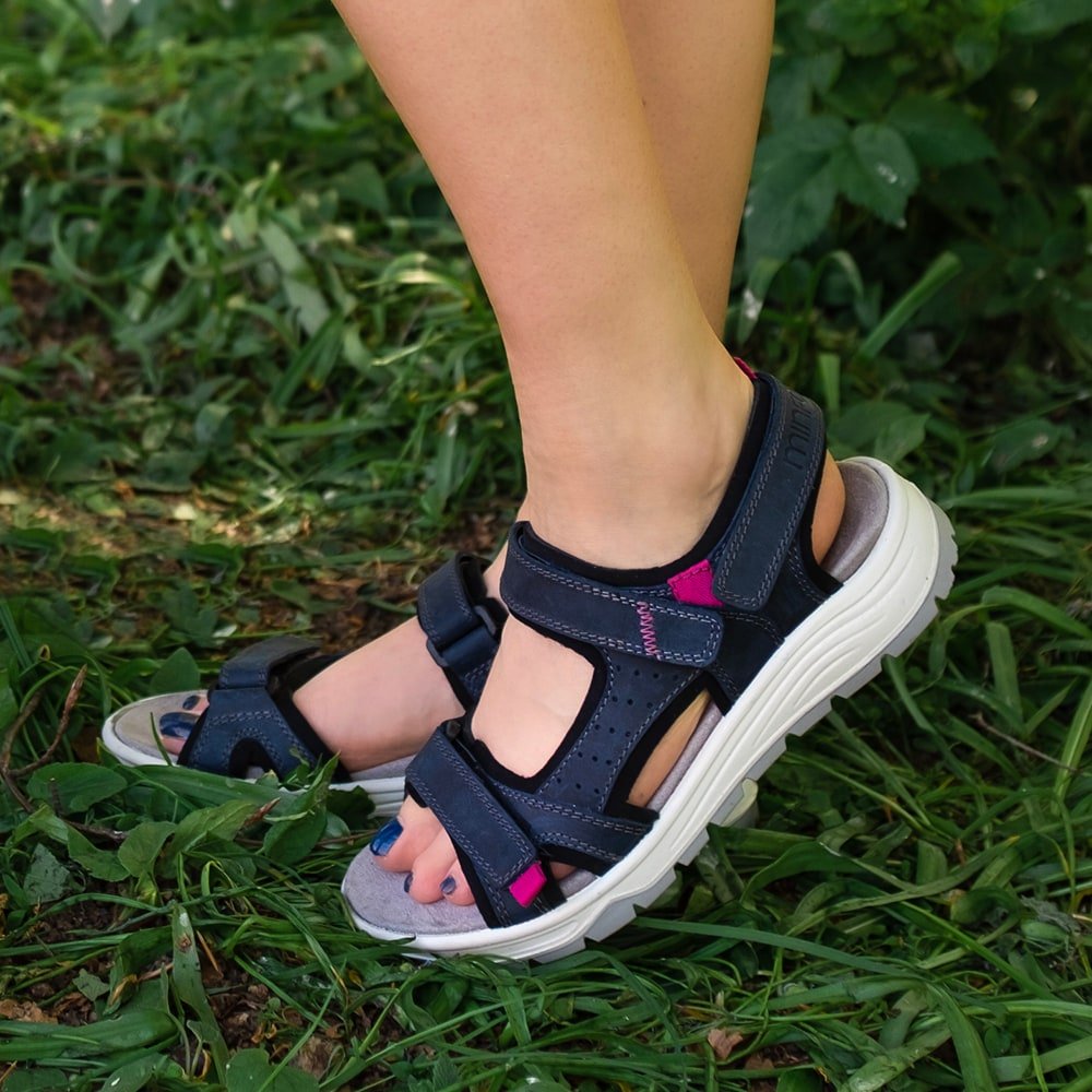 Produktbild 2 - Minfot Sandaler Kattvik Dam Nubuck Navy Fuxia