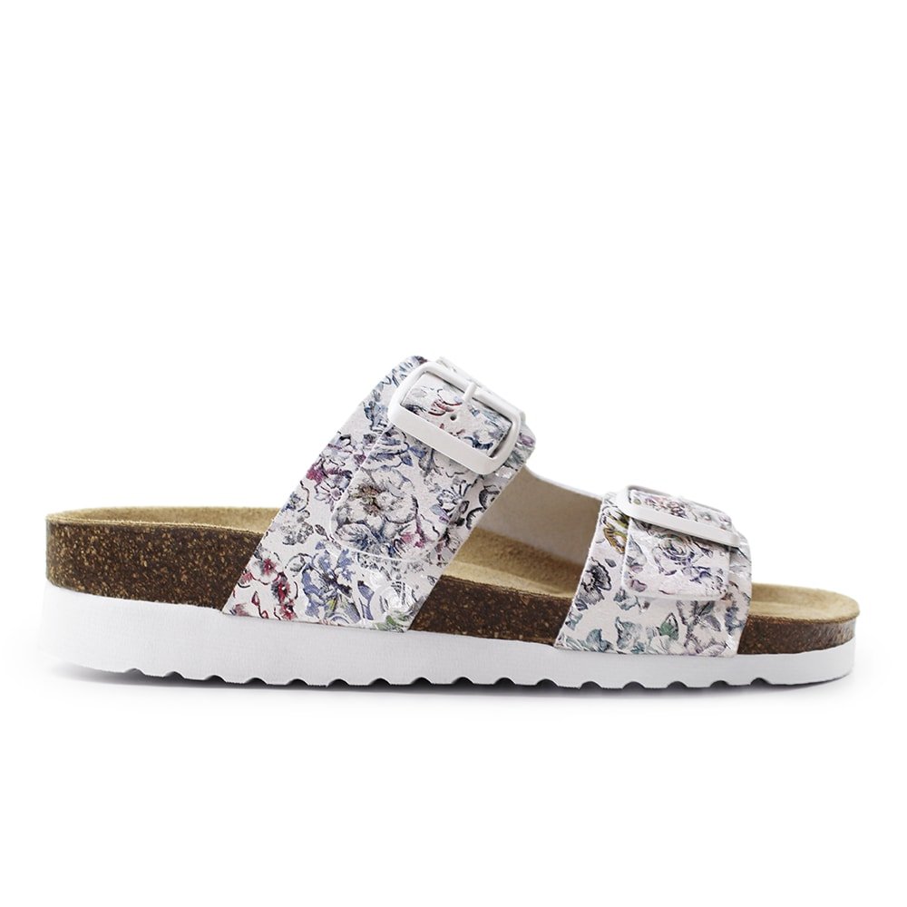 Minfot Sandaler Blød Bio Tropical Flowers Hvid