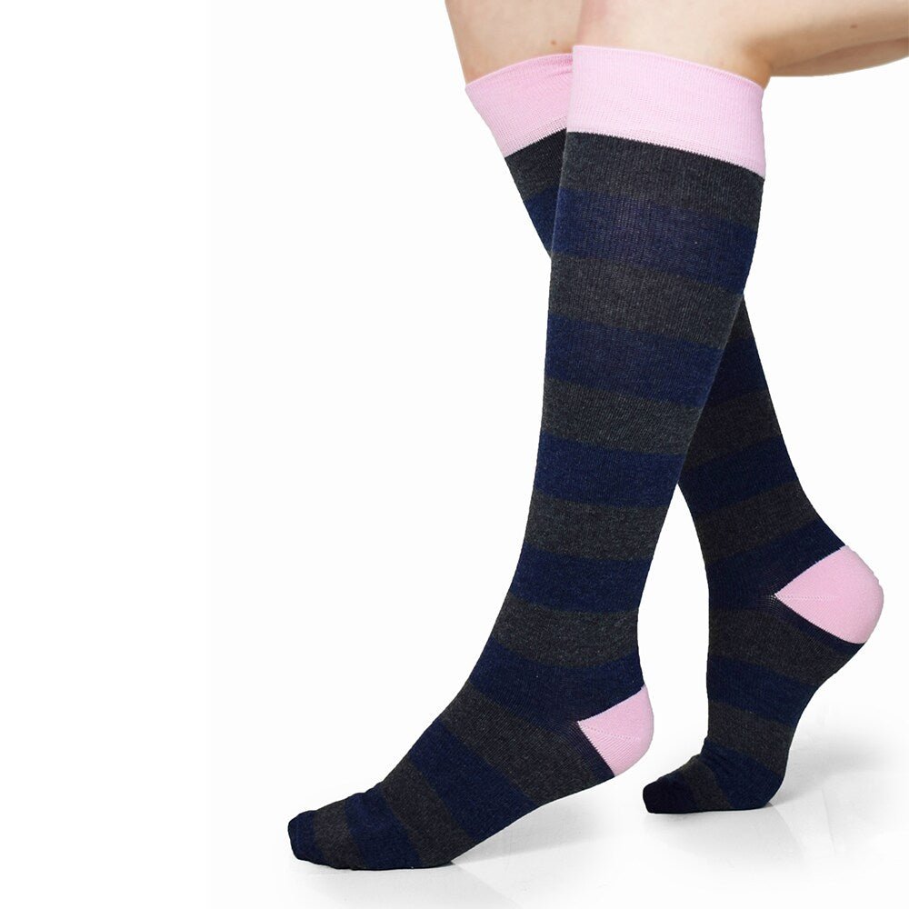 Produktbild 2 - Minfot Stödstrumpor Bomull Eco Stripe Pink