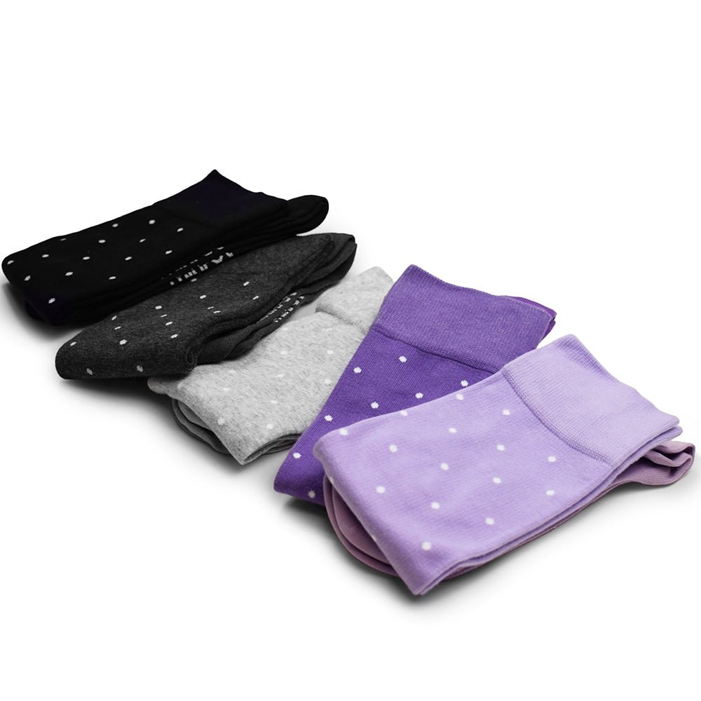 Produktbild 6 - Minfot Støttestrømper bomuld Eco Prikketa Viola 5-pak