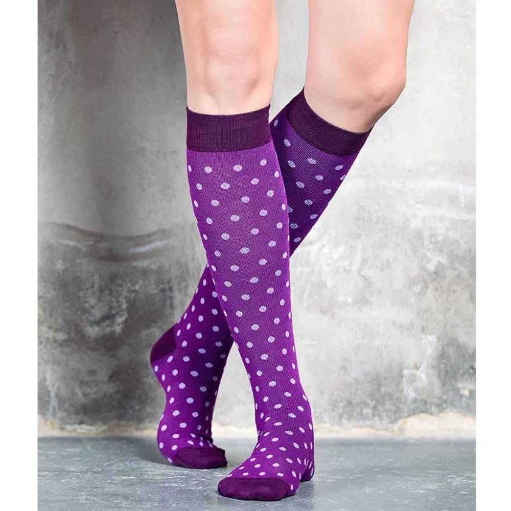 SupCare Støttestrømper Bambus Prikket Lilla