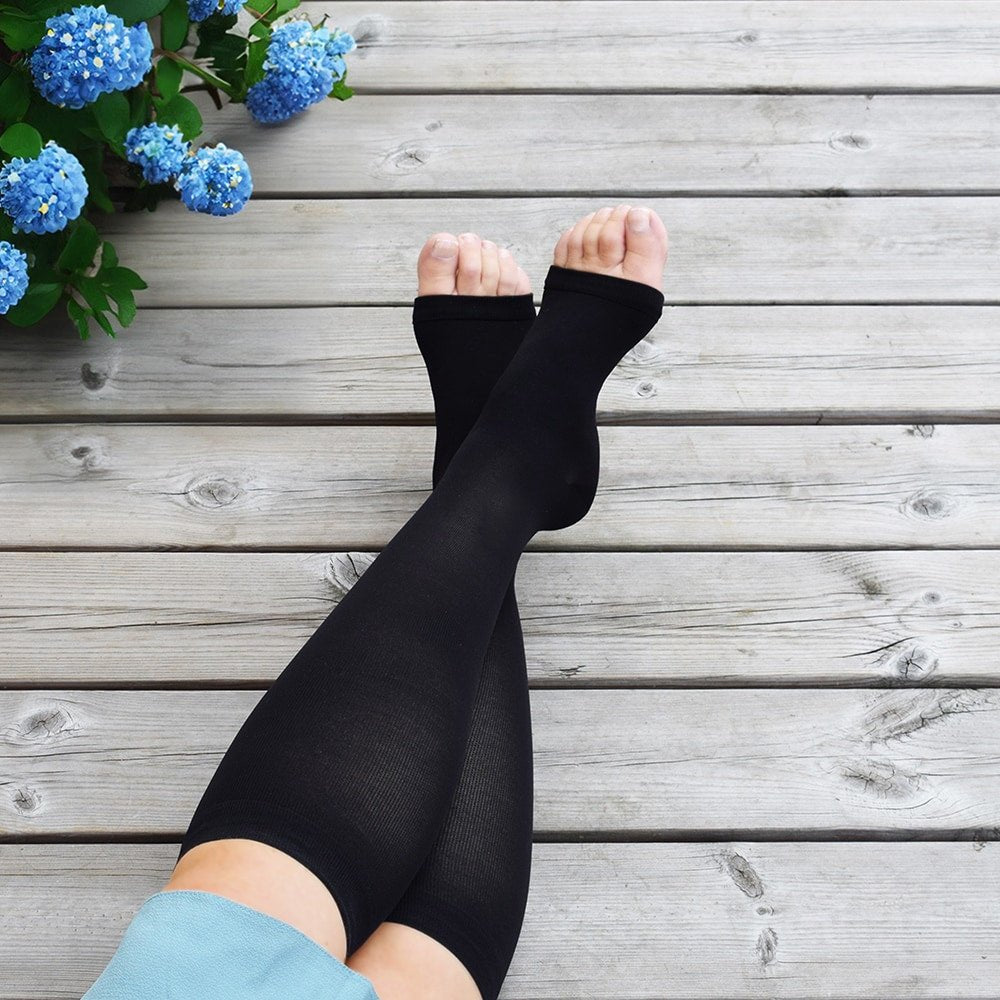 Minfot Tynde Støttestrømper Everyday Åben Tå Sort 1-pak