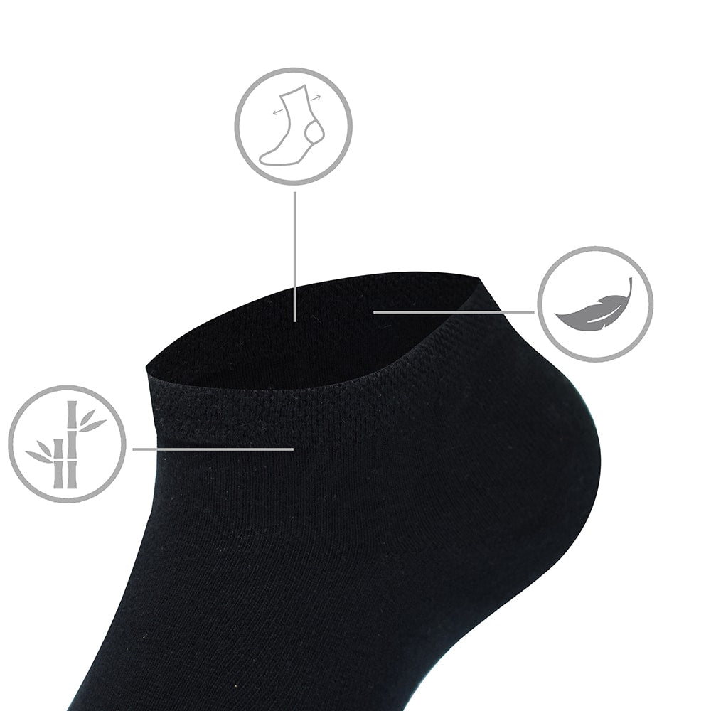 Produktbild 6 - Minfot Bambustrumpor Sneaker Sensitive  Svart 5-Pack