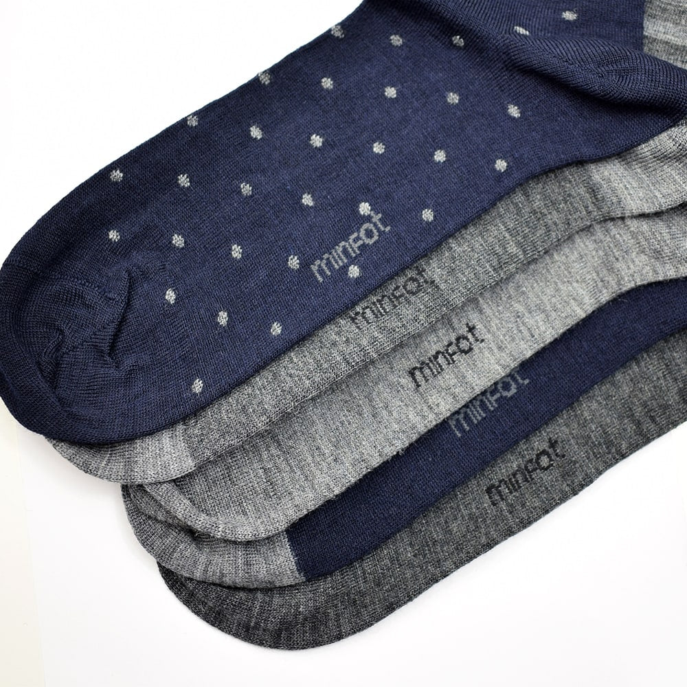 Minfot Strømper Merinould Stribet Navy Mix 5-pak