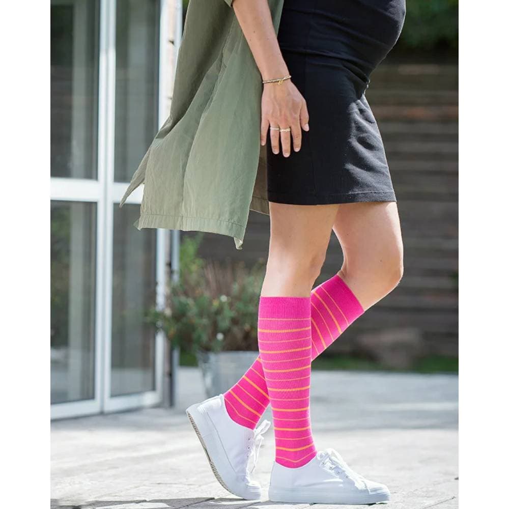Produktbild 2 - SupCare Stödstrumpor Rosa Randig