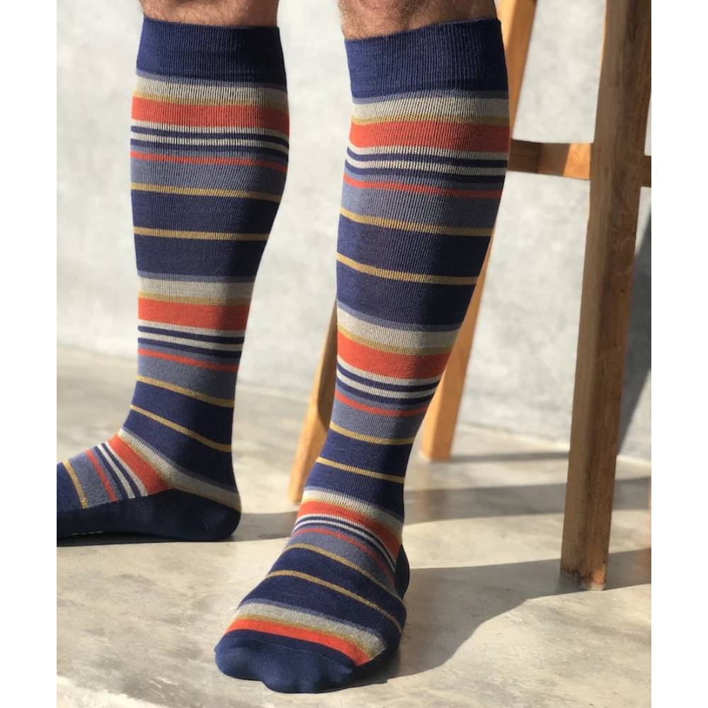Produktbild 2 - SupCare Stödstrumpor Bambu Stripes Blue