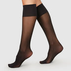 Swedish Stockings Nylonstrømper Knæ Elin 20 DEN Sort 2-pak