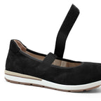 Minfot Ballerinasko med rem Joyce Dame Stretch Nubuck Sort