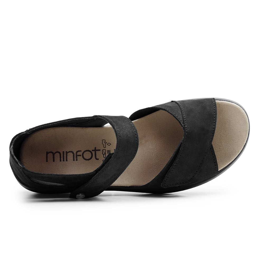 Minfot Sandal Komfort Mia med hælkap Nubuck Sort