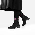 Minfot Flawless Støttestrømper Brede Bambus Peony Sort 1-pak
