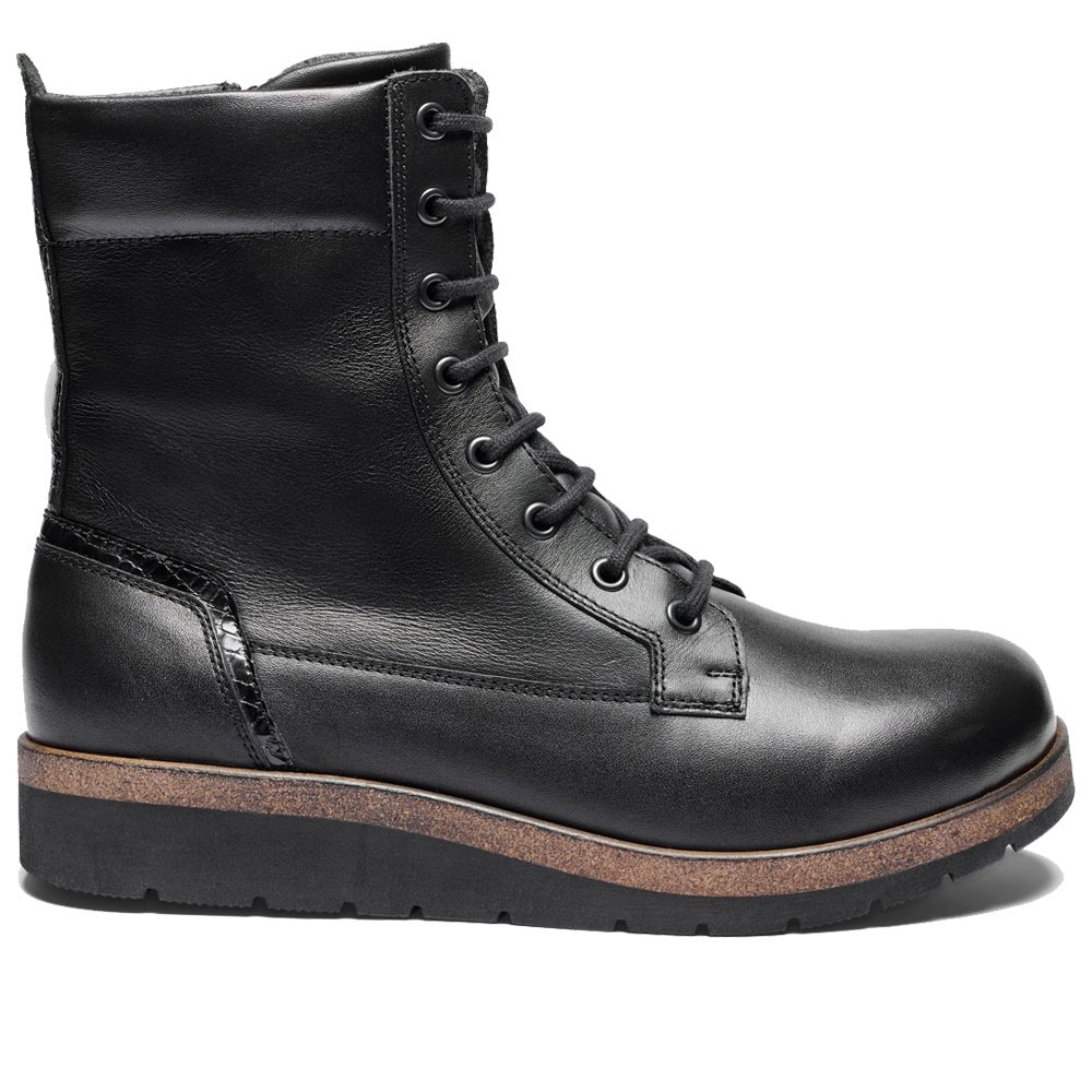 New Feet Linn Brede Boots Snøring Lynlås Sort