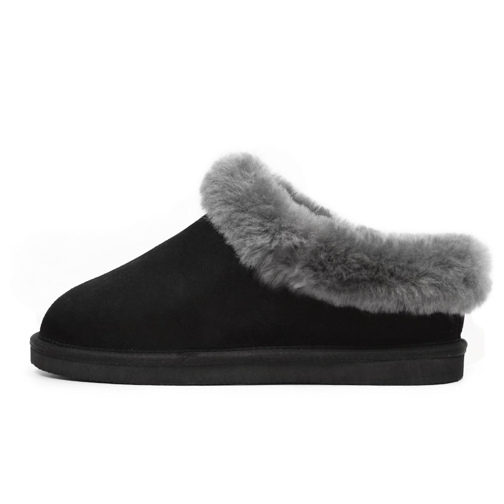 Minfot Hjemmesko Fåreskind Bergen med Sål Sort
