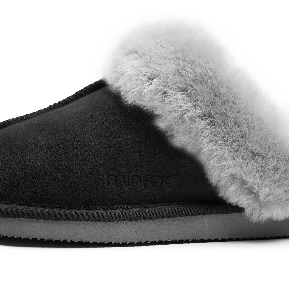 Minfot Hjemmesko Fåreskind Slip-on Duved med sål Sort