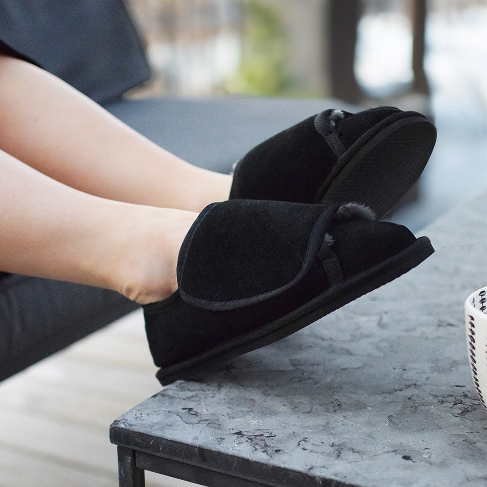Minfot Fåreskind Hjemmesko Oplukkelige Specialsko Molde Sort