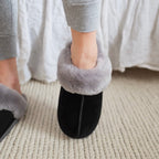 Minfot Hjemmesko Fåreskind Slip-on Duved med sål Sort