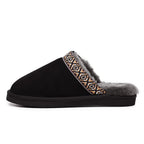 Minfot Fåreskind Hjemmesko Slip-on Myre med Sål Sort