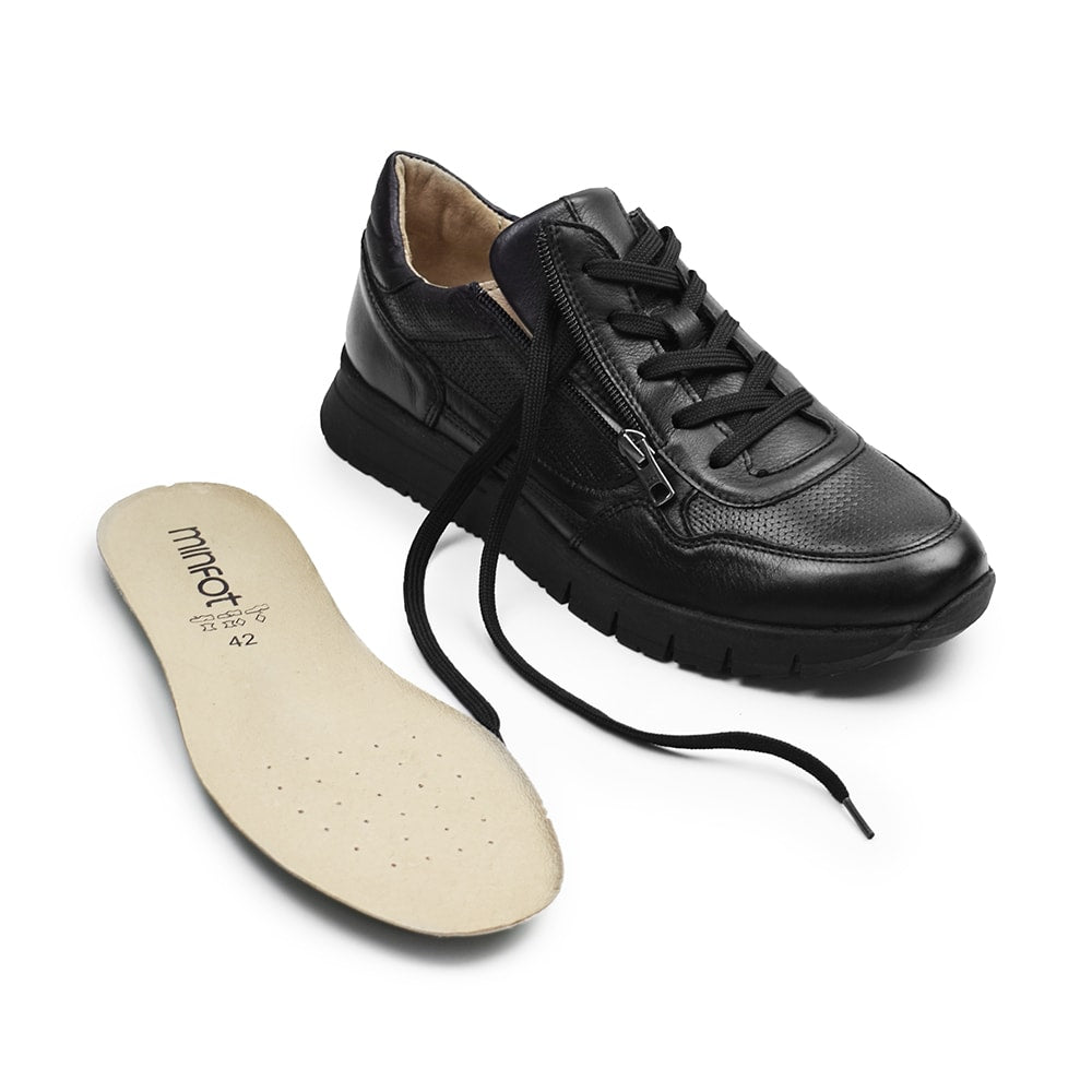 Produktbild 9 - Minfot Max Comfort Sneakere med Lynlås, Sort Læder
