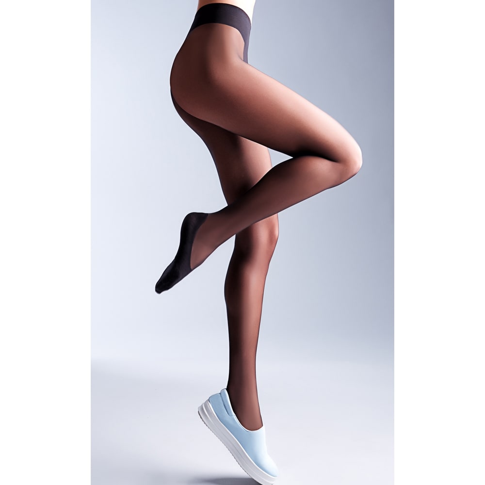 Giulia Blues Nylonstrømpebukser med fod i bomuld 20 den Sort