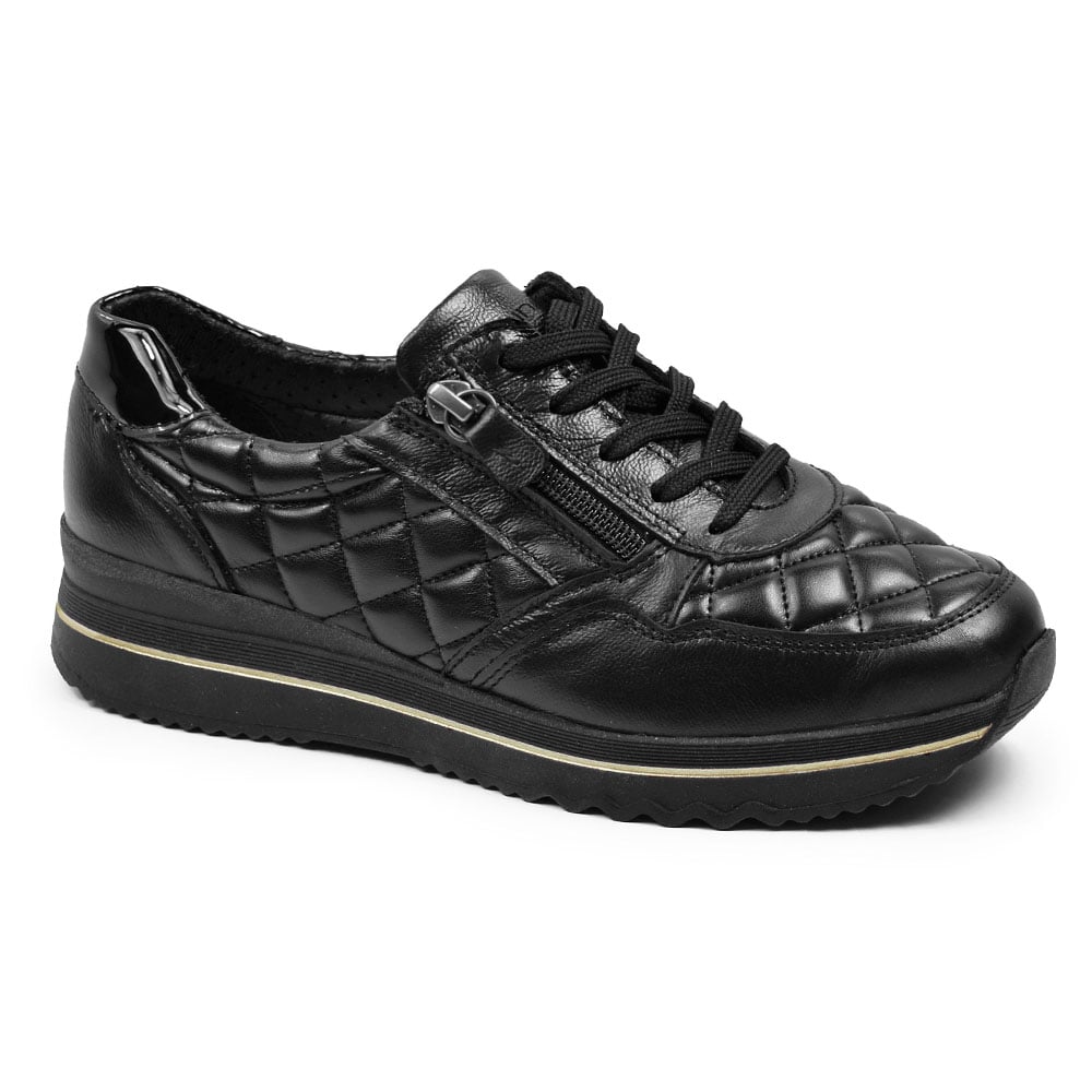 Minfot Rut Sneaker Bred Læder Sort