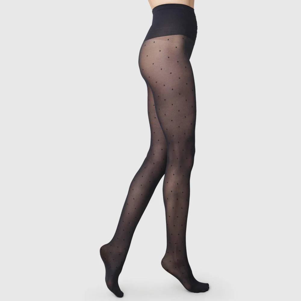 Swedish Stockings Strømpebukser Doris Dots Prikket 40 DEN Sort