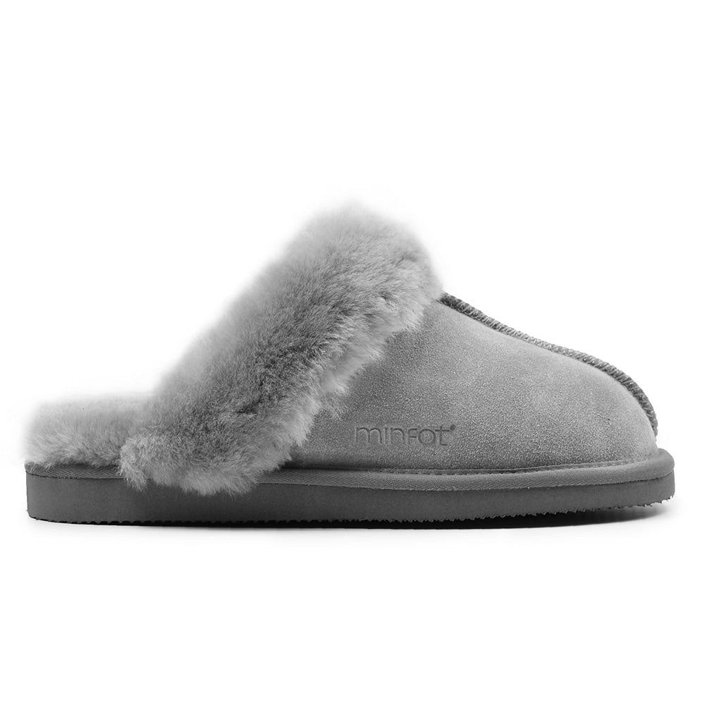 Produktbild 3 - Minfot Fårskinnstofflor Slip-on Duved med sula Ljusgrå